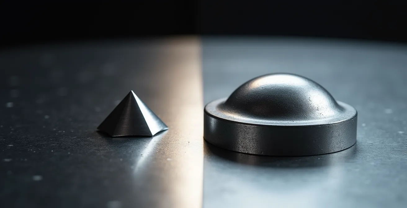 Comparison of Vickers and Rockwell indenter penetration depths in thin coatings